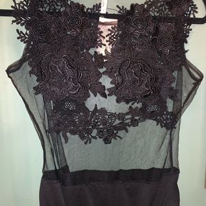 See-through black lace leotard, size XL